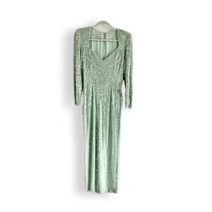 Vintage Lillie Rubin and Judith Ann Creations Inc Sequined Dress in Moss XS